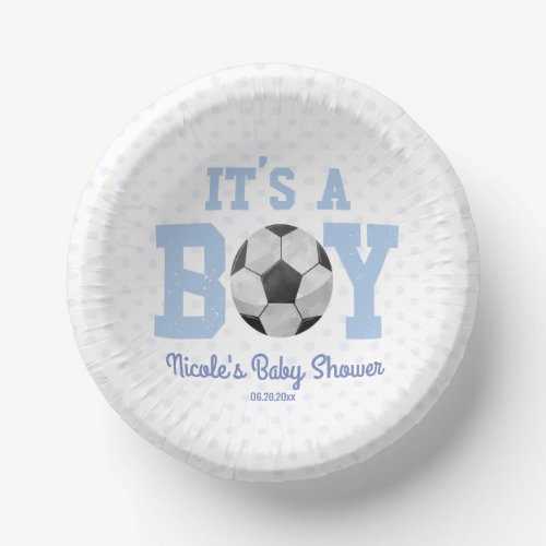 Its A Boy Blue Soccer Baby Shower Paper Bowls