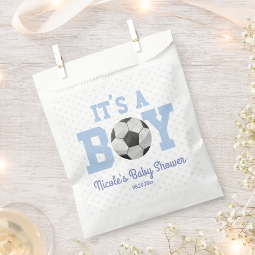 Its A Boy Blue Soccer Ball Baby Shower Favor Bag