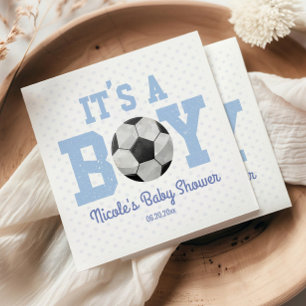 It's A Boy! Blue Soccer Ball Baby Shower Napkins