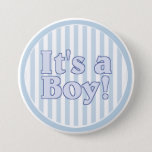 It&#39;s A Boy Blue Stripe Announcement Pinback Button at Zazzle