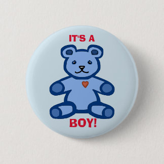 "It's a boy" blue teddy bear Button