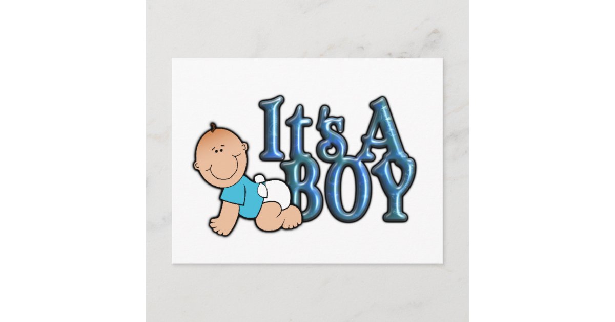 It's A Boy Blue Text w/Baby Announcement Postcard | Zazzle.com