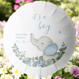 Its A Boy Blue Watercolor Elephant Baby Shower Balloon