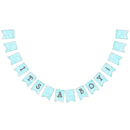 Its a boy Blue White Baby Footprinst Baby Shower Bunting Flags