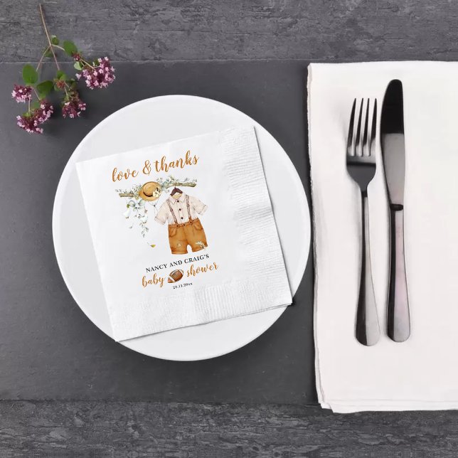 It's A Boy Boho Football Watercolor Baby Shower Napkins (Creator Uploaded)