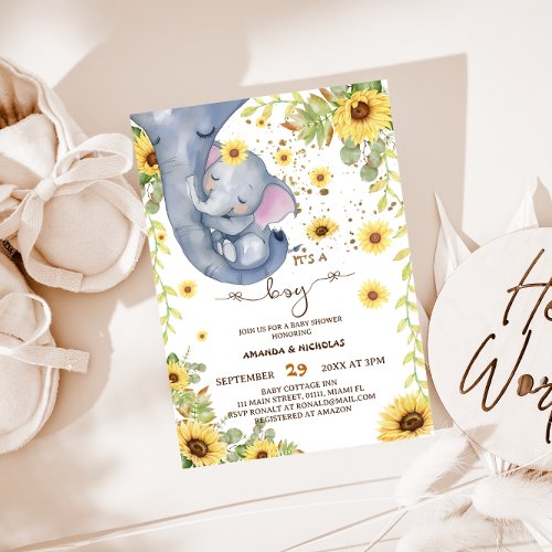 Its a Boy Boho Greenery Cute Baby Shower Invitation