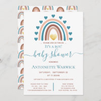 It's a Boy Boho Rainbow Baby Shower Invitation