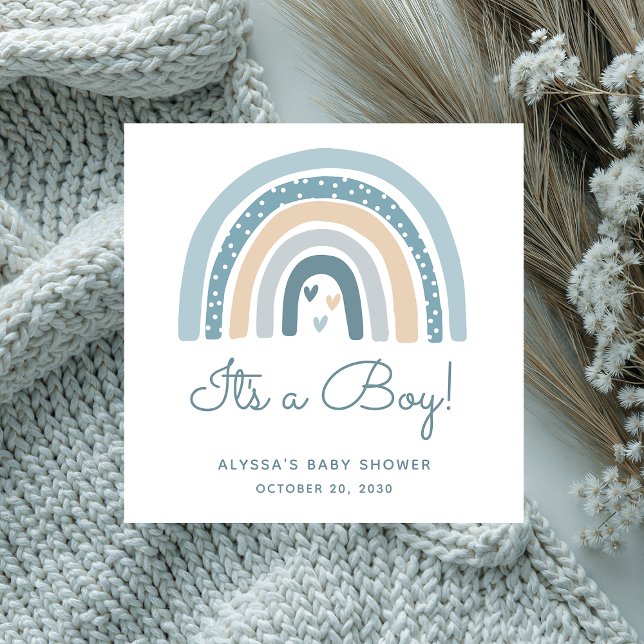 It's A Boy Boho Rainbow Baby Shower Napkins (Creator Uploaded)
