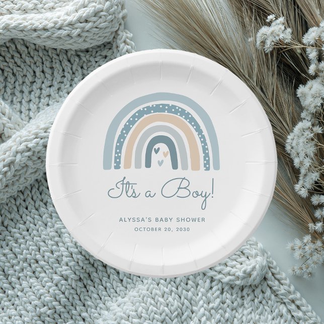It's A Boy Boho Rainbow Baby Shower Paper Plates (Creator Uploaded)