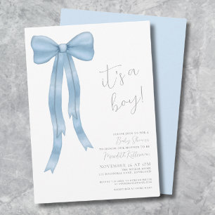 It's A Boy Bow Baby Shower Invitation