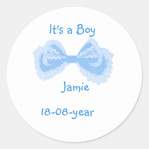 Its a boy _bow_sticker _ classic round sticker