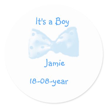 It's a boy! -bow-sticker - classic round sticker