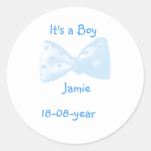 Its a boy _bow_sticker _ classic round sticker