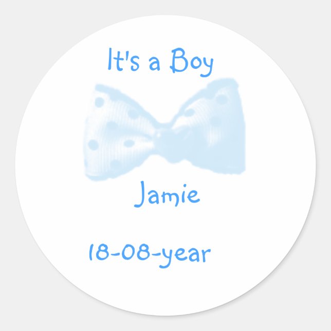 It's a boy! -bow-sticker - classic round sticker (Front)