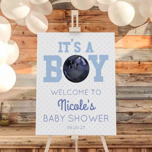 Its A Boy Bowling Ball Baby Shower Welcome Sign