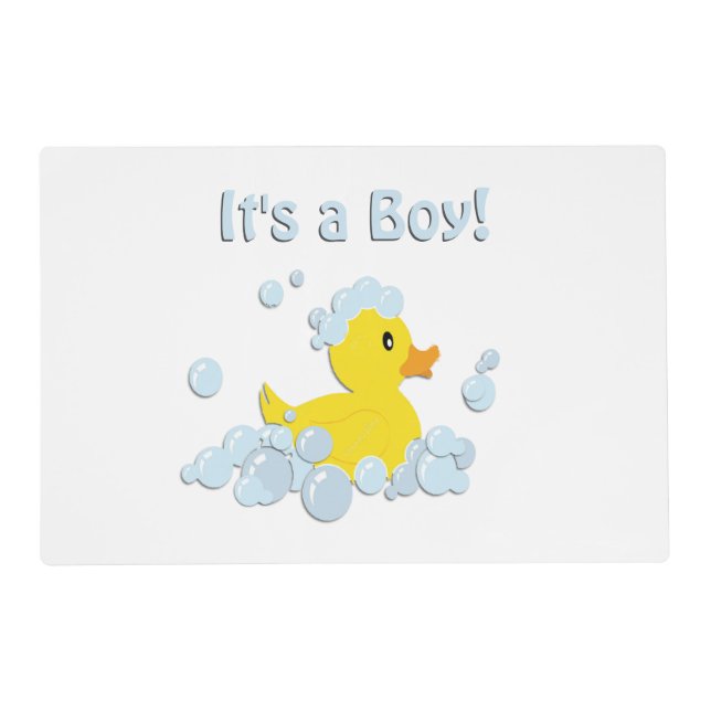 It's a Boy Bubble Baby Shower Blue Placemat (Front)