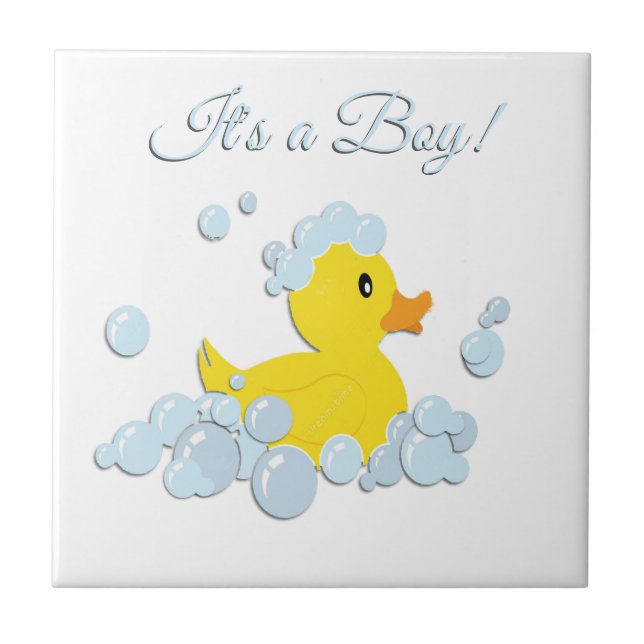 It's a Boy Bubble Baby Shower Ceramic Tile (Front)