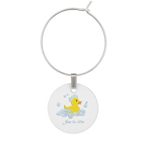 Its a Boy Bubble Baby Shower Custom Wine Glass Charm