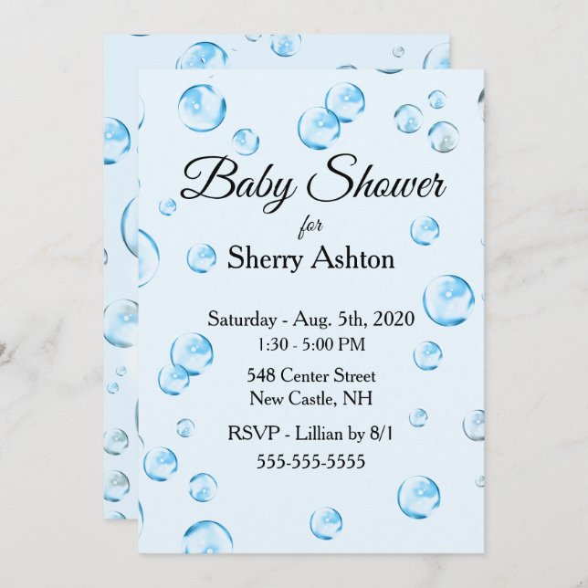 It's a Boy Bubble Baby Shower Invitation (Front/Back)