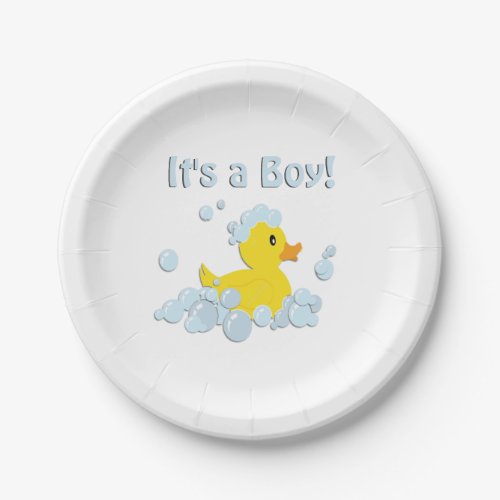 Its a Boy Bubble Baby Shower Paper Plates