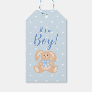 It's a Boy Bunny Rabbit Pastel Blue Baby Shower Gift Tags