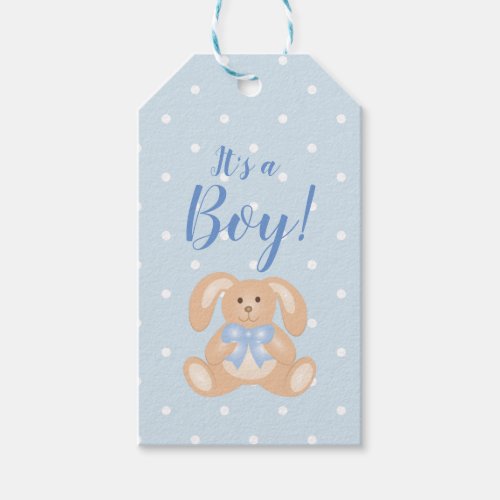 Its a Boy Bunny Rabbit Pastel Blue Baby Shower Gift Tags