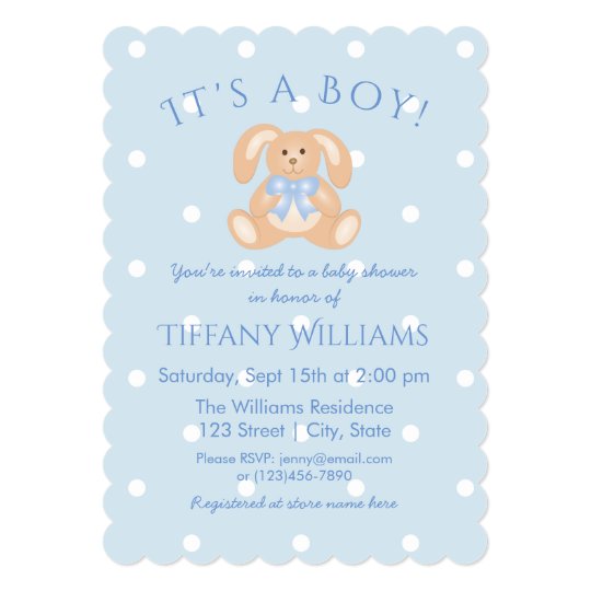 It S A Boy Bunny Rabbit Pastel Blue Baby Shower Invitation