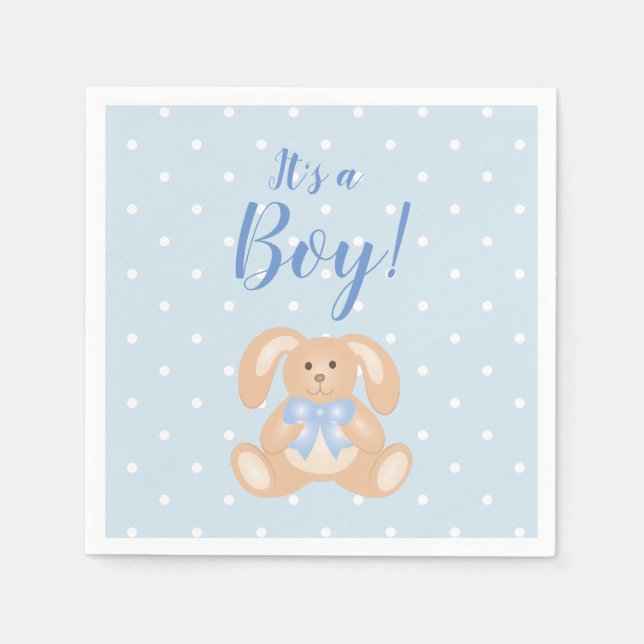 It's a Boy Bunny Rabbit Pastel Blue Baby Shower Napkins (Front)