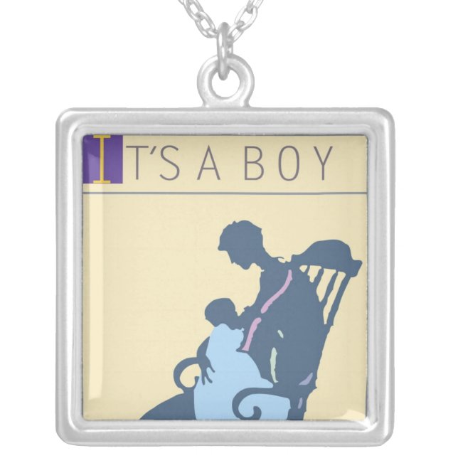 <It's a Boy> by Steve Collier Silver Plated Necklace (Front)