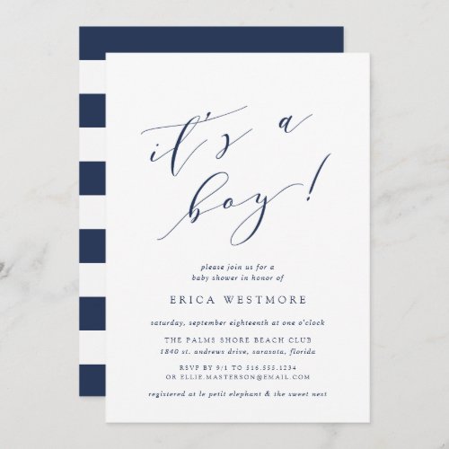 Its a Boy  Calligraphy Baby Shower Invitation