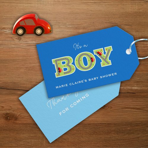 its a boy cars baby shower gift tags