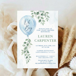 Its a Boy Celebration Navy Blue Balloon Baby Showe Invitation
