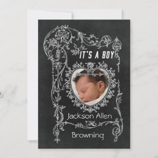 It's A Boy Chalkboard Art Birth Announcement