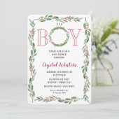 It's a Boy Christmas Wreath Baby Shower Invitation (Standing Front)