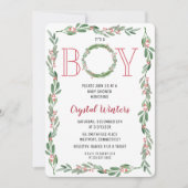 It's a Boy Christmas Wreath Baby Shower Invitation (Front)