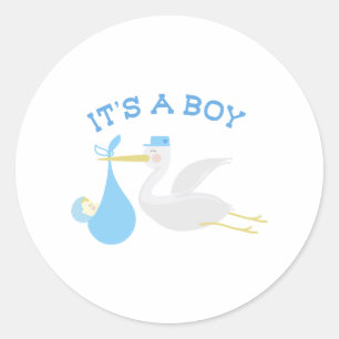 Its A Boy Classic Round Sticker