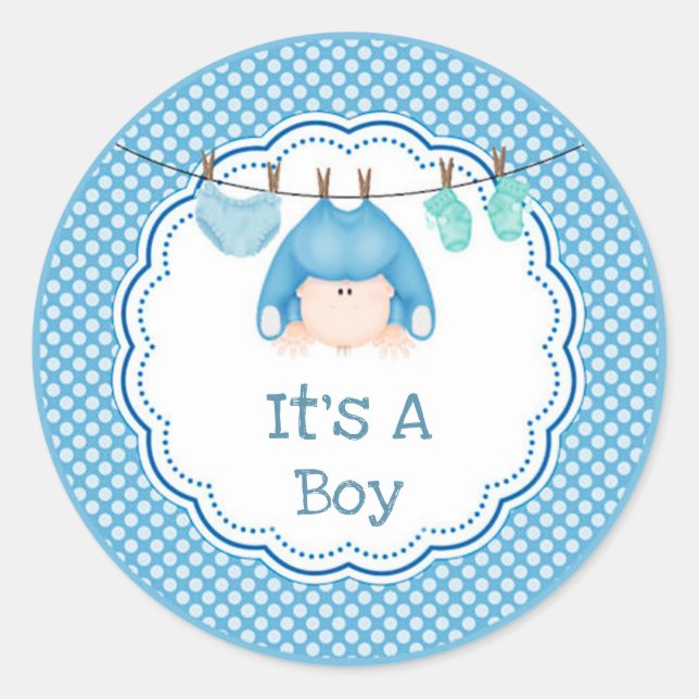 It's A Boy Classic Round Sticker (Front)