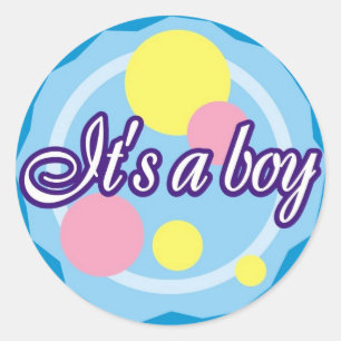 It's A Boy Classic Round Sticker
