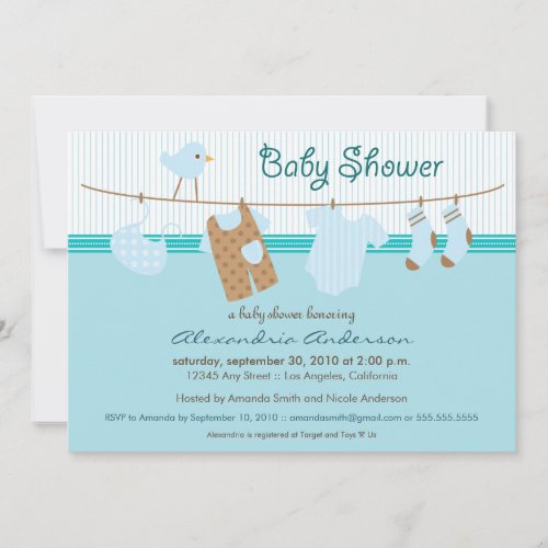 Its a Boy Clothesline Baby Shower Invitation
