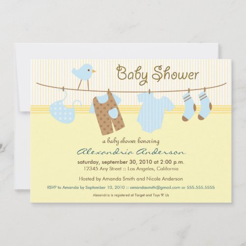 It's a Boy! Clothesline Baby Shower Invitation