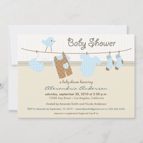 It's a Boy! Clothesline Baby Shower Invitation