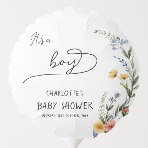 It's a Boy! Colorful Wildflower Baby Shower Balloon