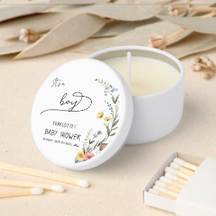 It's a Boy! Colorful Wildflower Baby Shower Mini Candle Favors