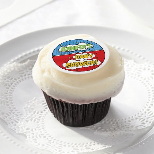 Its A Boy Comic Book Superhero Baby Shower Edible Frosting Rounds