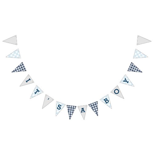 Its a Boy  Country Gingham Baby Shower Bunting Flags