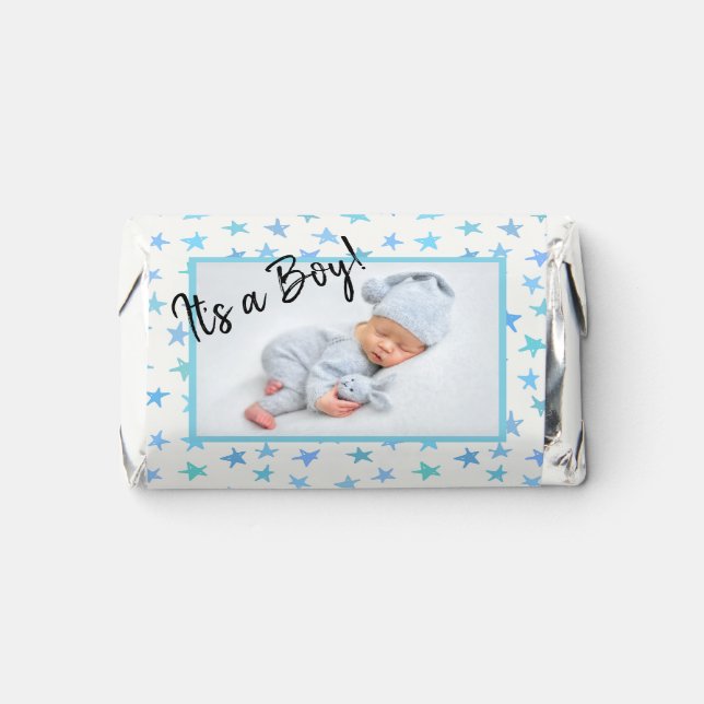 It's a Boy Custom Baby Photo Birth Announcement Hershey's Miniatures (Front)