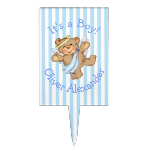 Its a Boy Custom Teddy Bear Angel Cake Topper