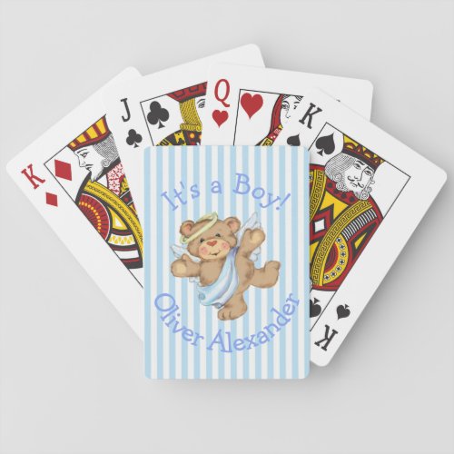 Its a Boy Custom Teddy Bear Angel Poker Cards