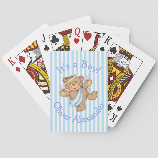 Its a Boy Custom Teddy Bear Angel Poker Cards (Back)