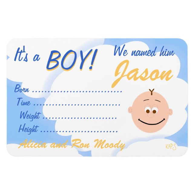 It's a Boy Customizable Announcement Magnet (Horizontal)